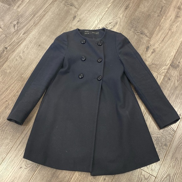 Navy Zara wool swing coat - Picture 1 of 3